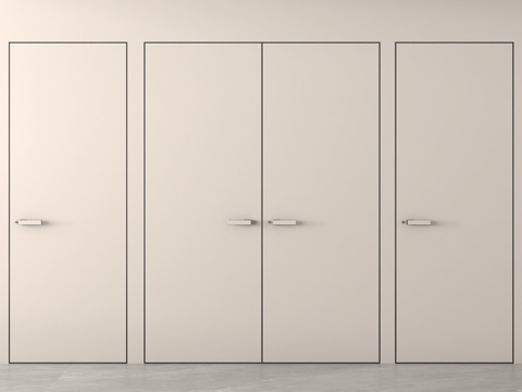 现代隐形门 单开门 极简门 卧室暗门su模型