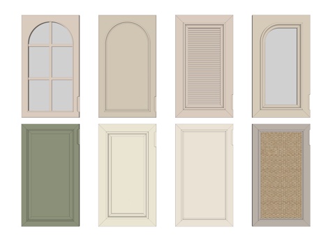 柜门门板 衣柜门板 玻璃柜门 百叶柜门 藤编柜门 柜门组合su模型