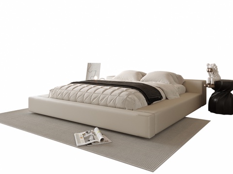  现代双人床3d模型 