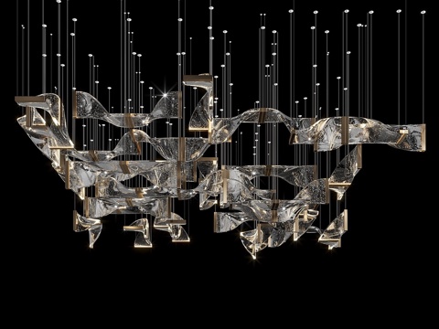  现代轻奢玻璃装饰吊灯3d模型 