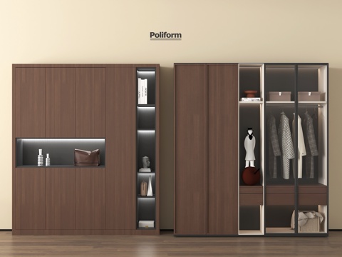 中古风衣柜 开放式衣柜 玻璃衣柜su模型