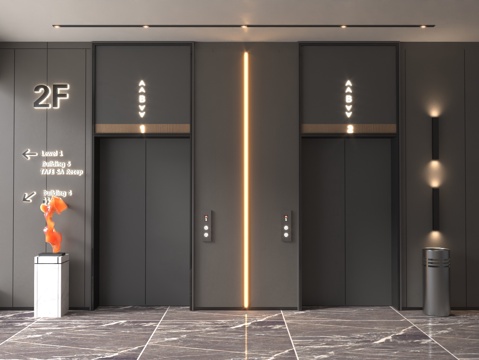  电梯厅 现代电梯 电梯门3d模型 