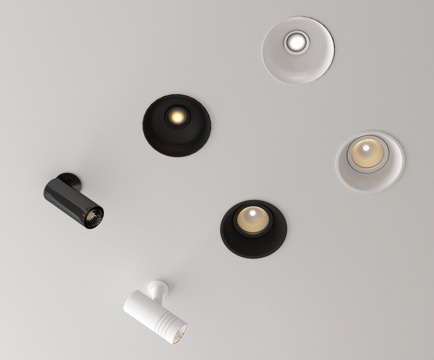 现代筒灯射灯 嵌入式筒灯射灯 明装筒灯 转向式 牛角灯su模型su模型