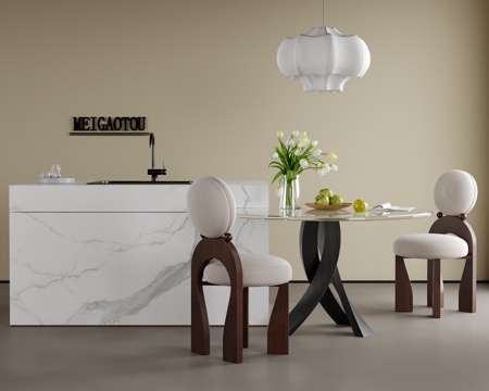 现代餐桌椅 岛台餐桌 餐椅su模型