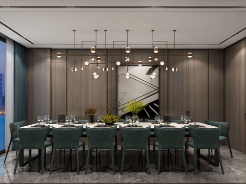  现代餐厅3d模型 