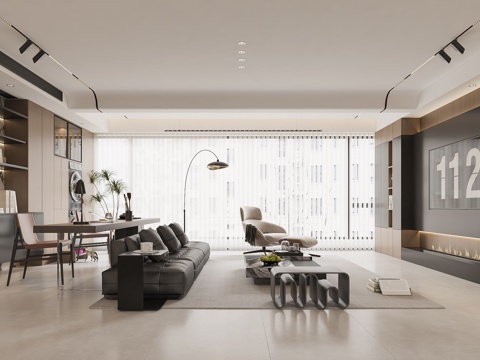 意式客厅书桌su模型