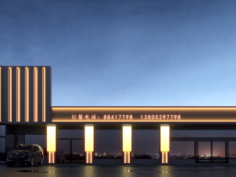 餐饮建筑门头su模型