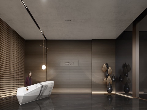  现代轻奢售楼部前厅3d模型 