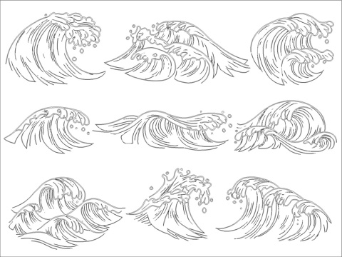 海浪图案cad施工图