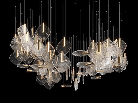  现代轻奢玻璃装饰吊灯3d模型 