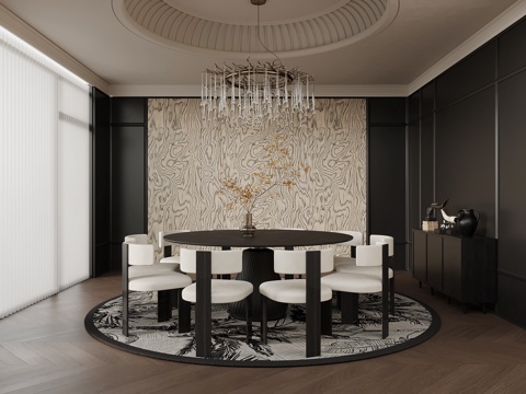 法式包厢 餐桌椅su模型