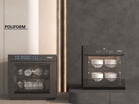 现代洗碗机 厨房电器 洗碗机 消毒柜su模型