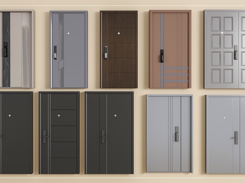 门 防盗门 单开门su模型