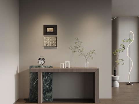 意式极简玄关 端景台su模型