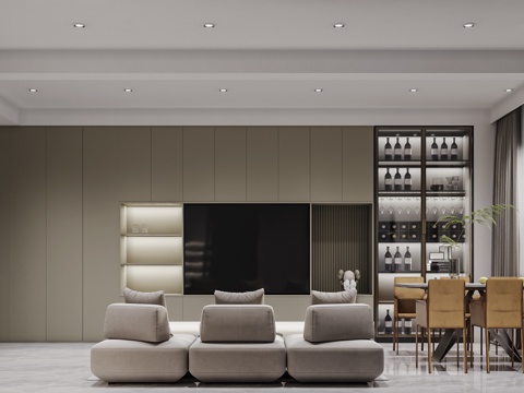  现代客餐厅3d模型 