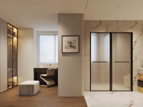  现代衣帽间3d模型 