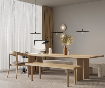 现代书桌椅 办公桌椅su模型