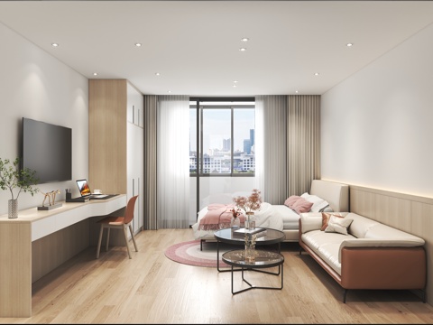  单身公寓单人宿舍3d模型 