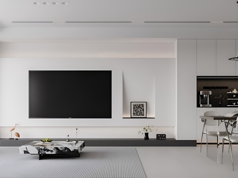  现代极简家居客厅 横厅 高级灰客厅 黑白客厅 黑白灰客厅 无3d模型 