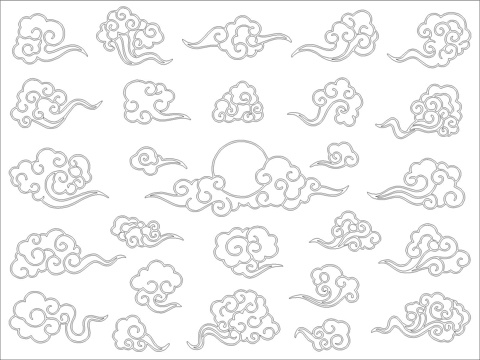 新中式云纹cad施工图