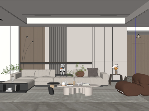 现代潮流客厅su模型