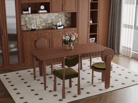  法式中古风餐厅3d模型 