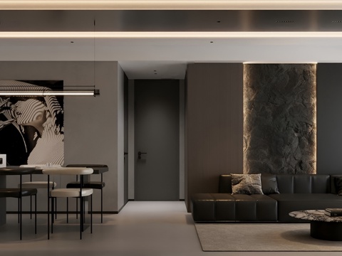  现代意式客餐厅3d模型 