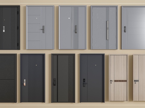 门 防盗门 单开门su模型