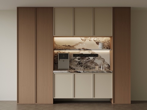 中古风酒柜 餐边柜su模型