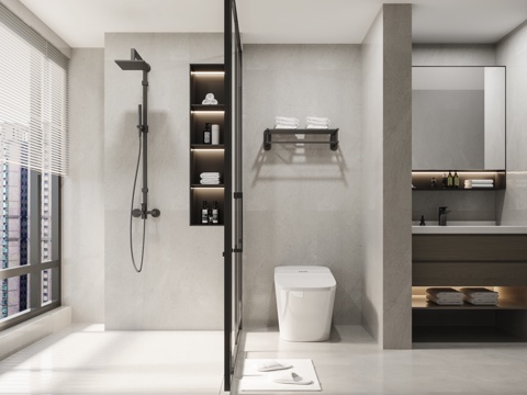  现代卫生间3d模型 