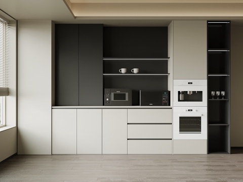 现代餐边柜 橱柜su模型