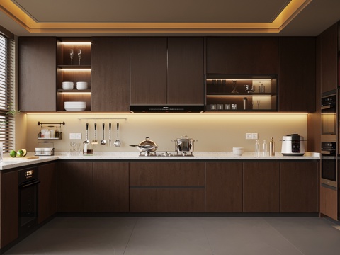 中古风厨房su模型