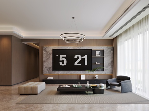  现代客餐厅3d模型 