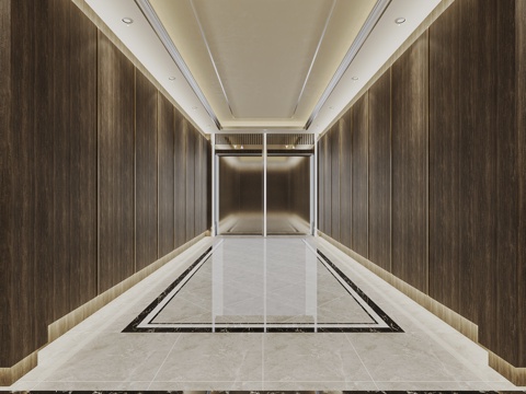  现代电梯厅3d模型 