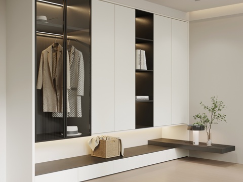 现代衣柜 衣柜床头柜su模型