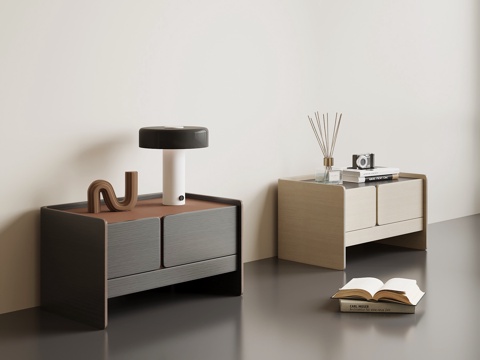 现代意式床头柜su模型