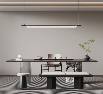 现代意式茶桌椅su模型