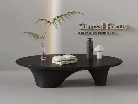 现代意式茶几 实木茶几su模型