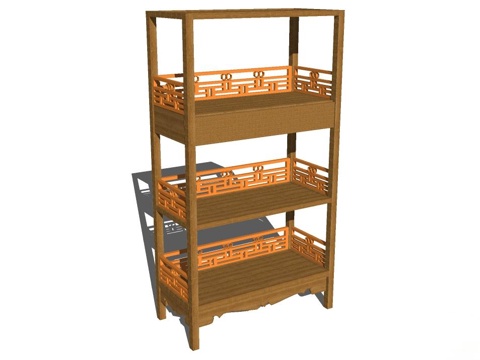 实木装饰柜 装饰柜 实木柜su模型