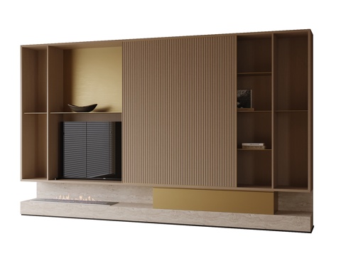 现代电视柜 电视背景墙 电视墙su模型