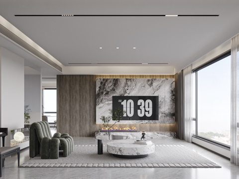  现代客餐厅3d模型 