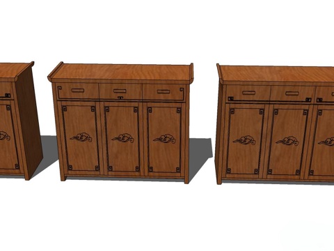 实木装饰柜 装饰柜 实木柜 斗柜 餐边柜su模型