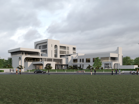 现代展览馆建筑 博物馆 建筑外观su模型