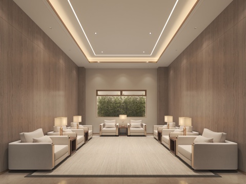  现代接待室休息室单人沙发3d模型 