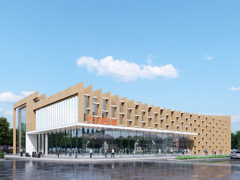 现代展览馆建筑 博览馆 建筑外观su模型