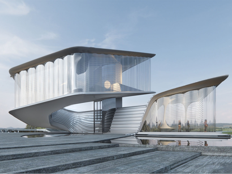 现代艺术展览馆 小型文化美术馆su模型