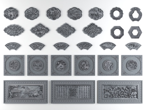 砖雕 浮雕 雕花 石雕 古建su模型