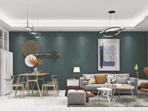  现代客餐厅3d模型 