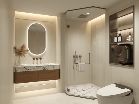  法式卫生间 简欧卫生间3d模型 