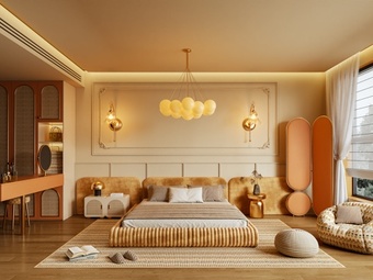 卧室 双人床 懒人沙发 屏风 衣柜3d模型